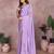Lavender chinon silk embroidery work saree with contrast blouse piece