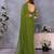 Olive georgette solid saree with embroidery work blouse piece