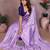 Lavender chinon silk embroidery work saree with contrast blouse piece