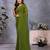 Olive georgette solid saree with embroidery work blouse piece