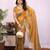 Gold chiffon sequence work saree with matching blouse piece