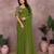 Green georgette solid saree with embroidery work blouse piece