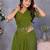 Olive georgette solid saree with embroidery work blouse piece