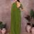 Green georgette solid saree with embroidery work blouse piece