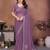 Lavender georgette embroiderd lace work saree with matching blouse piece