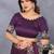 Purple soft satin saree with embroidered border and matching blouse piece