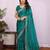 Teal chiffon sequence work saree with matching blouse piece