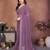 Lavender georgette embroiderd lace work saree with matching blouse piece