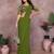 Green georgette solid saree with embroidery work blouse piece