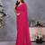 Pink georgette solid saree with embroidery work blouse piece