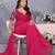 Pink georgette solid saree with embroidery work blouse piece