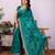 Teal chiffon sequence work saree with matching blouse piece