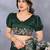 Green soft satin saree with embroidered border and matching blouse piece
