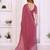 Pink georgette embroiderd lace work saree with matching blouse piece
