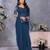 Blue georgette solid saree with embroidery work blouse piece