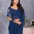 Blue georgette solid saree with embroidery work blouse piece