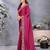 Pink soft satin saree with embroidered border and matching blouse piece