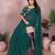 Teal georgette solid saree with embroidery work blouse piece