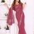 Pink georgette embroiderd lace work saree with matching blouse piece