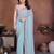 Blue georgette dudrop resham zari work saree with contrast blouse piece