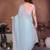 Blue georgette dudrop resham zari work saree with contrast blouse piece