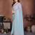 Blue georgette dudrop resham zari work saree with contrast blouse piece
