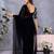 Black georgette solid saree with embroidery work blouse piece