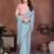 Blue georgette dudrop resham zari work saree with contrast blouse piece