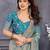 Sky blue fandy satin saree with embroidered lace border and matching blouse piece
