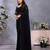 Black georgette solid saree with embroidery work blouse piece