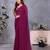 Purple georgette solid saree with embroidery work blouse piece