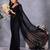 Black georgette solid saree with embroidery work blouse piece