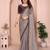 Gold fandy satin saree with sequence lace border and contrast blouse piece