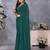 Teal georgette solid saree with embroidery work blouse piece