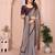 Gold fandy satin saree with sequence lace border and contrast blouse piece
