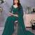 Teal georgette solid saree with embroidery work blouse piece