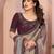 Gold fandy satin saree with sequence lace border and contrast blouse piece