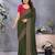 Green soft vichitra silk saree with sequence embroidery work and matching blouse piece