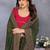 Green soft vichitra silk saree with sequence embroidery work and matching blouse piece