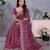 Purple vichitra silk foil print coding work saree with matching blouse piece