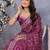 Purple vichitra silk foil print coding work saree with matching blouse piece