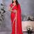 Red fandy chiffon resham embroiderd saree with matching blouse piece