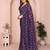 Purple crunchy crush silk saree with embroidery work and contrast printed blouse piece
