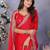 Red fandy chiffon resham embroiderd saree with matching blouse piece