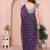 Purple crunchy crush silk saree with embroidery work and contrast printed blouse piece