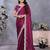 Purple fandy chiffon resham embroiderd saree with matching blouse piece