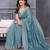 Sky blue vichitra silk saree with sequence embroidery work and matching blouse piece