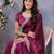 Purple fandy chiffon resham embroiderd saree with matching blouse piece