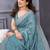 Sky blue vichitra silk saree with sequence embroidery work and matching blouse piece