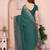 Green vichitra silk saree with sequence embroidery work and matching blouse piece